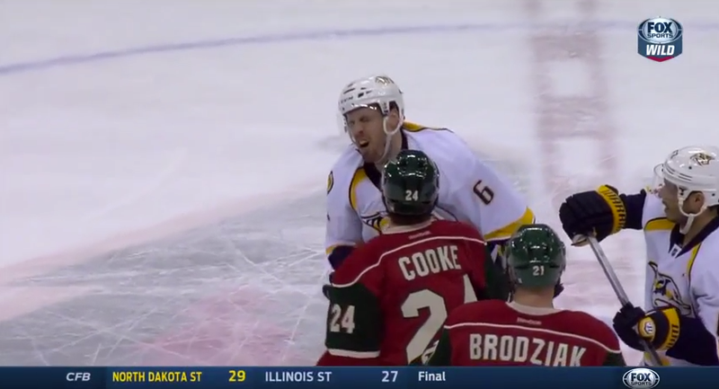 Illustration for article titled Matt Cooke Cross-Checks Shea Weber In The Nose, Pays For It
